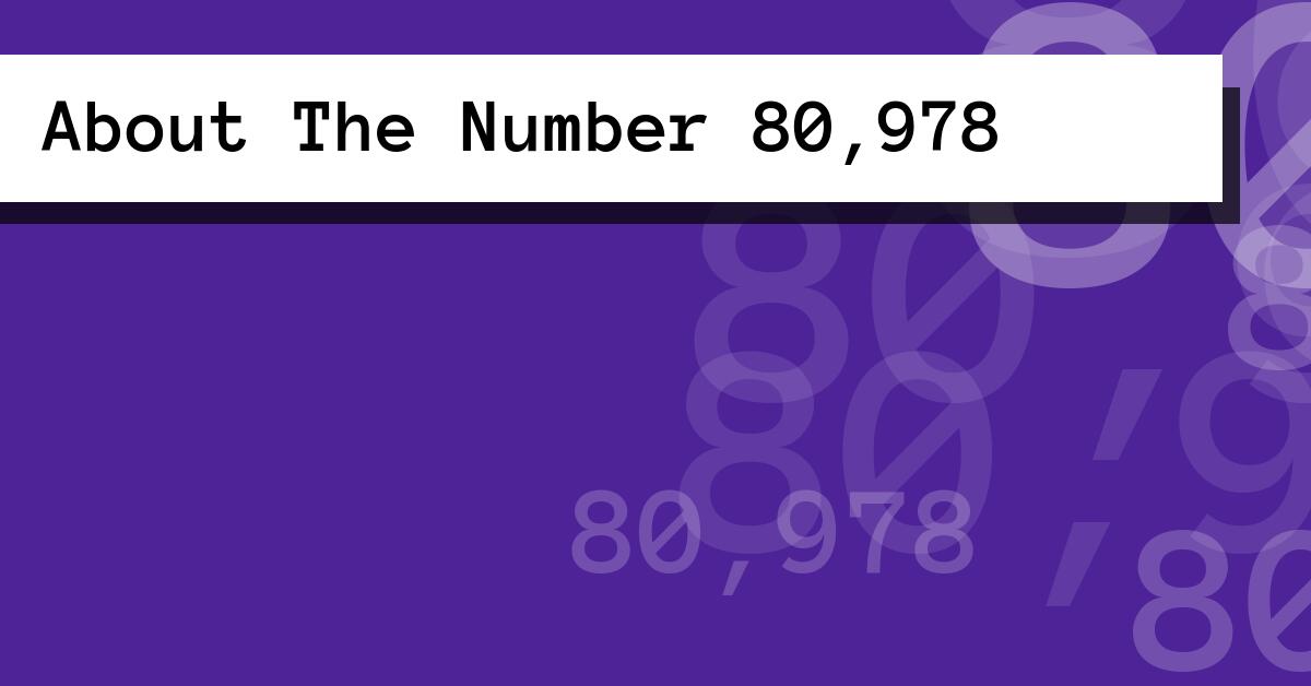 About The Number 80,978