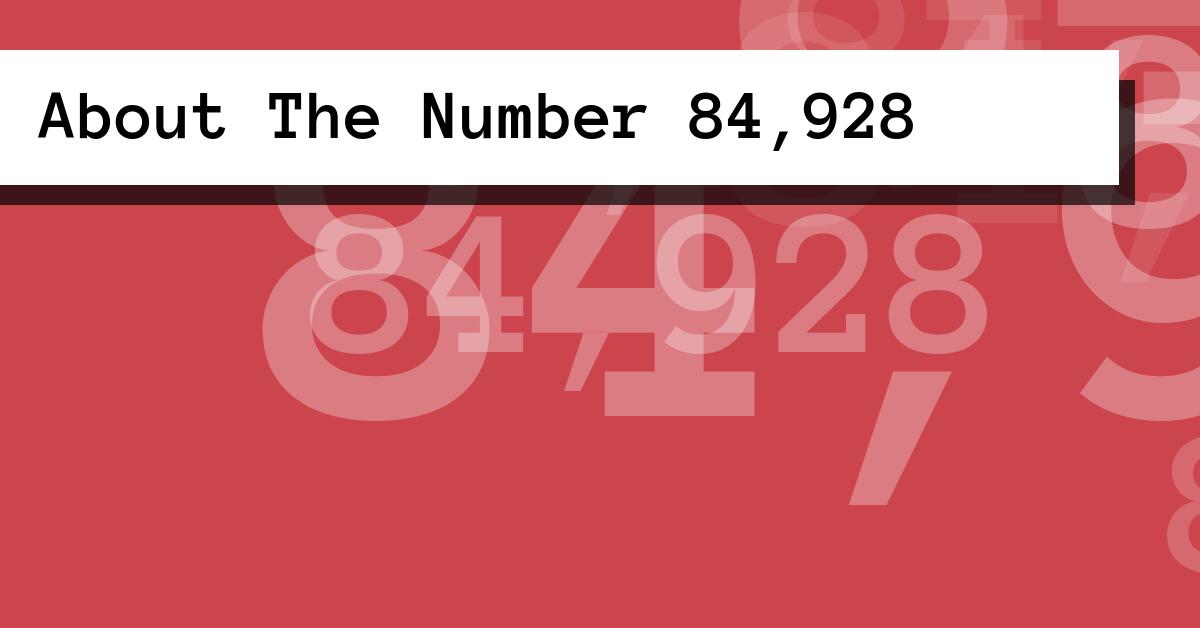 About The Number 84,928