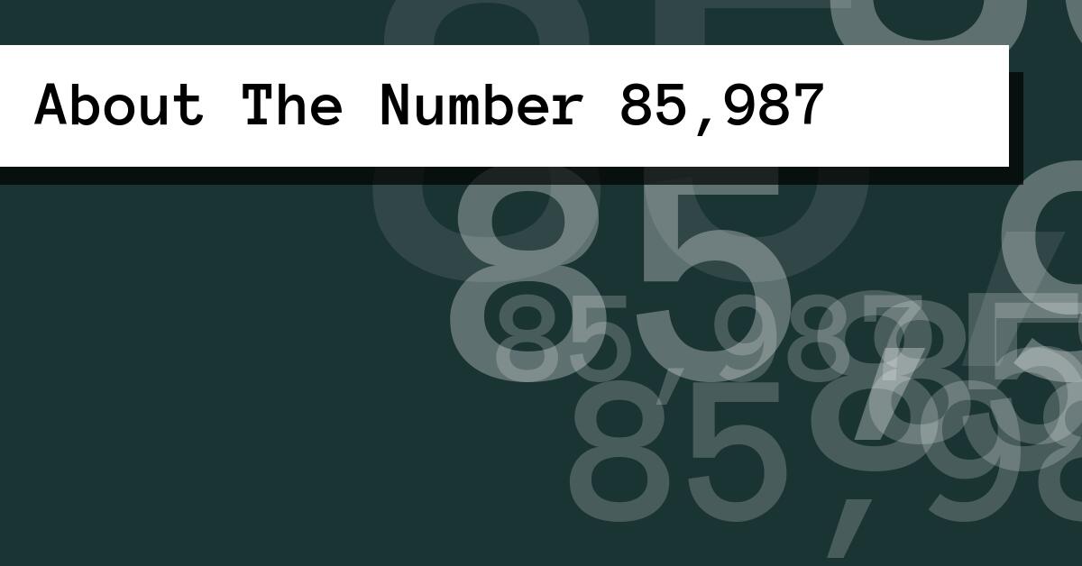 About The Number 85,987