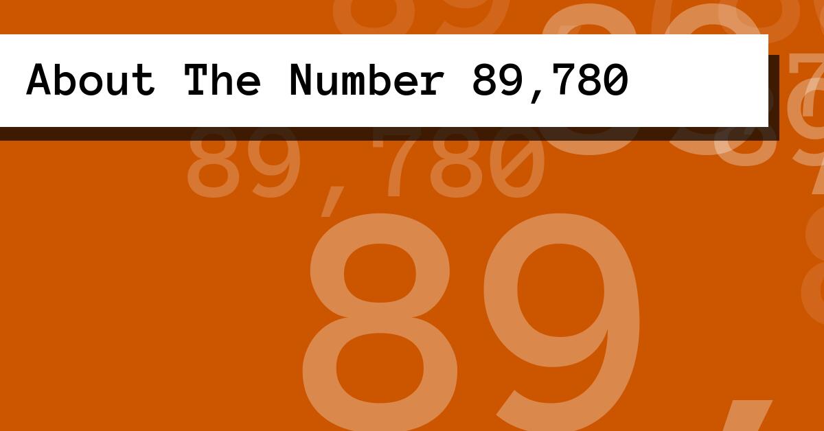 About The Number 89,780