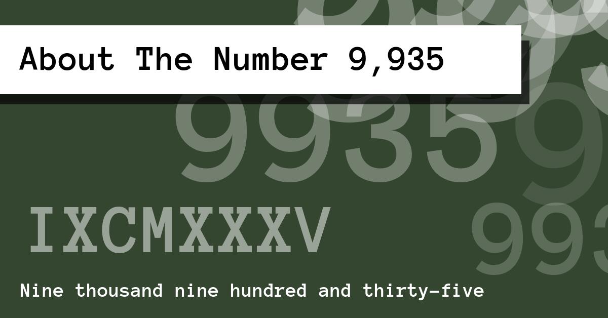 About The Number 9,935