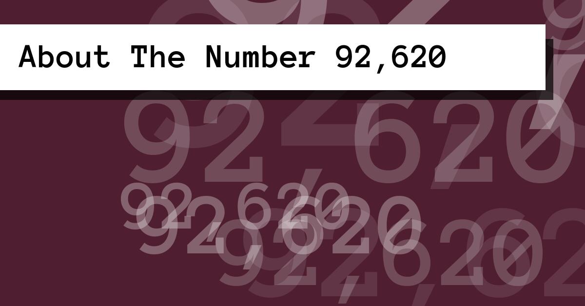 About The Number 92,620