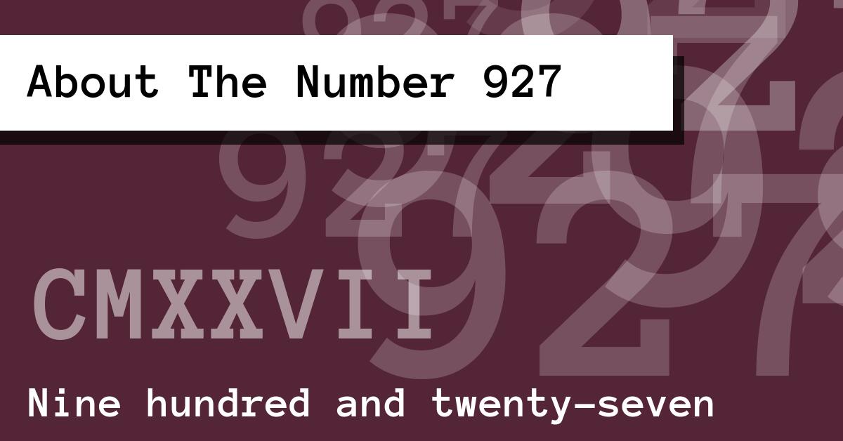 About The Number 927