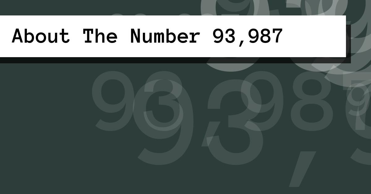 About The Number 93,987