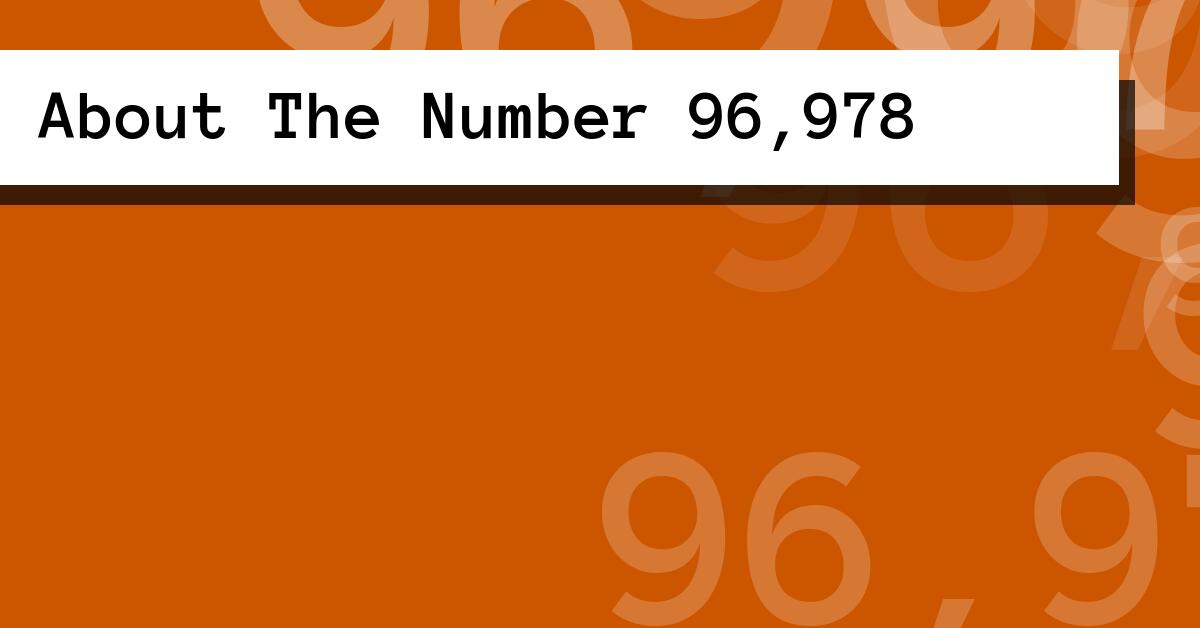 About The Number 96,978