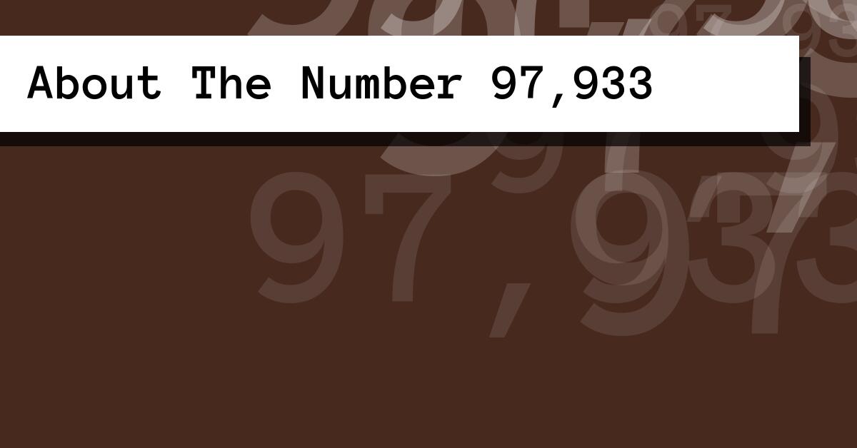 About The Number 97,933