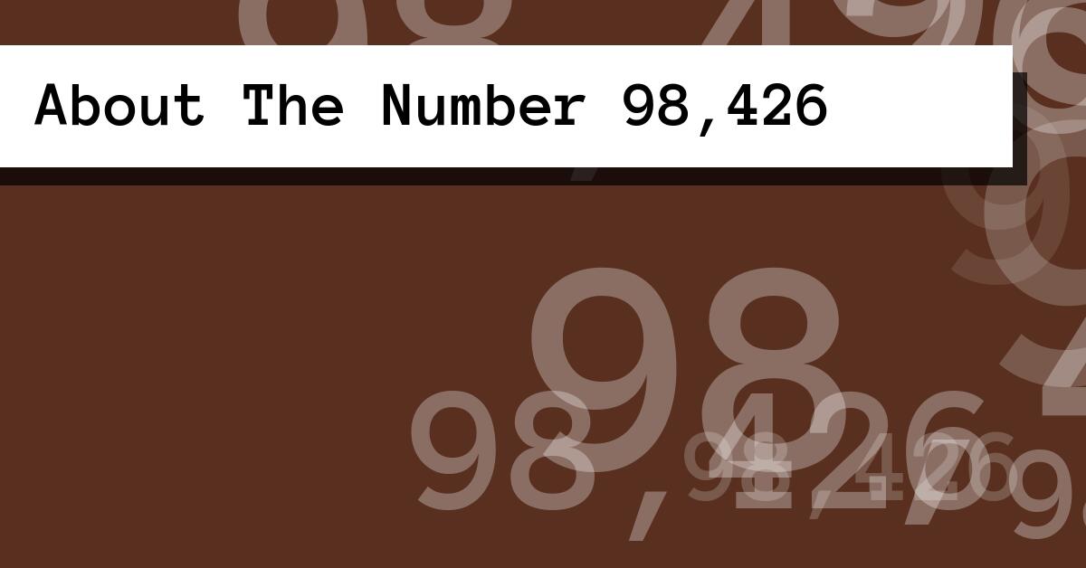 About The Number 98,426