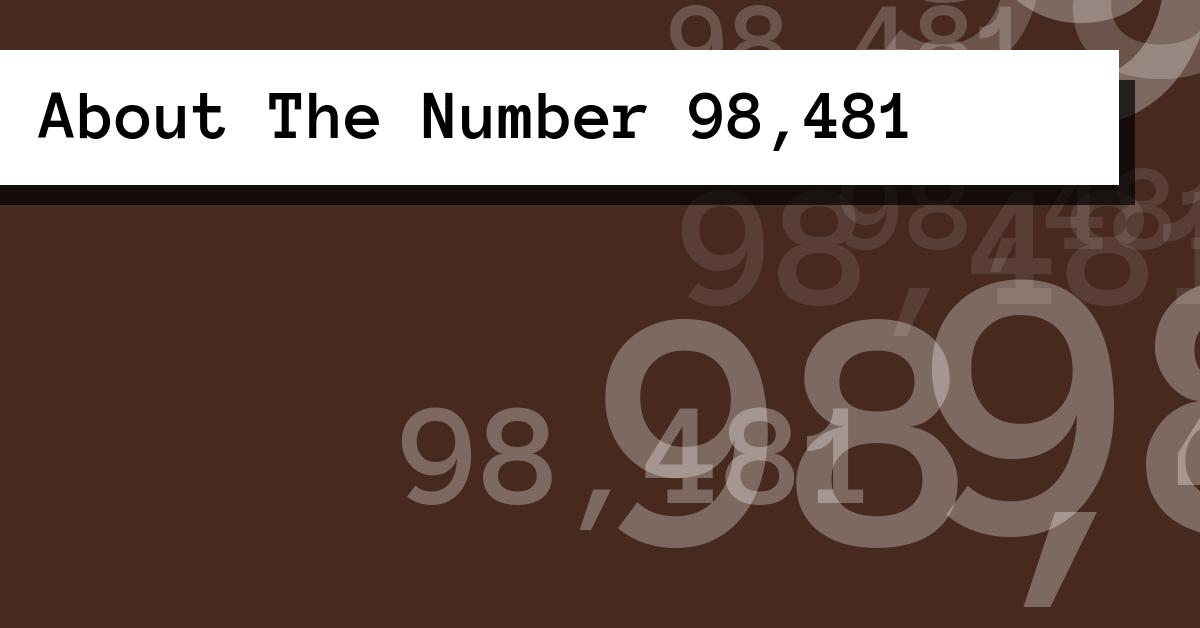 About The Number 98,481