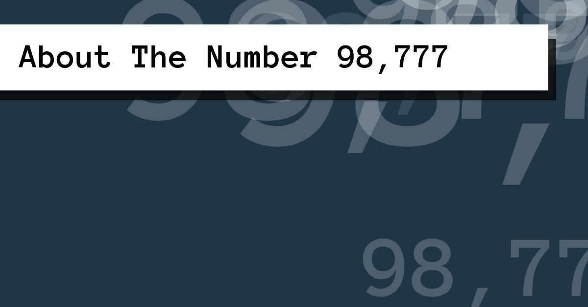 About The Number 98,777